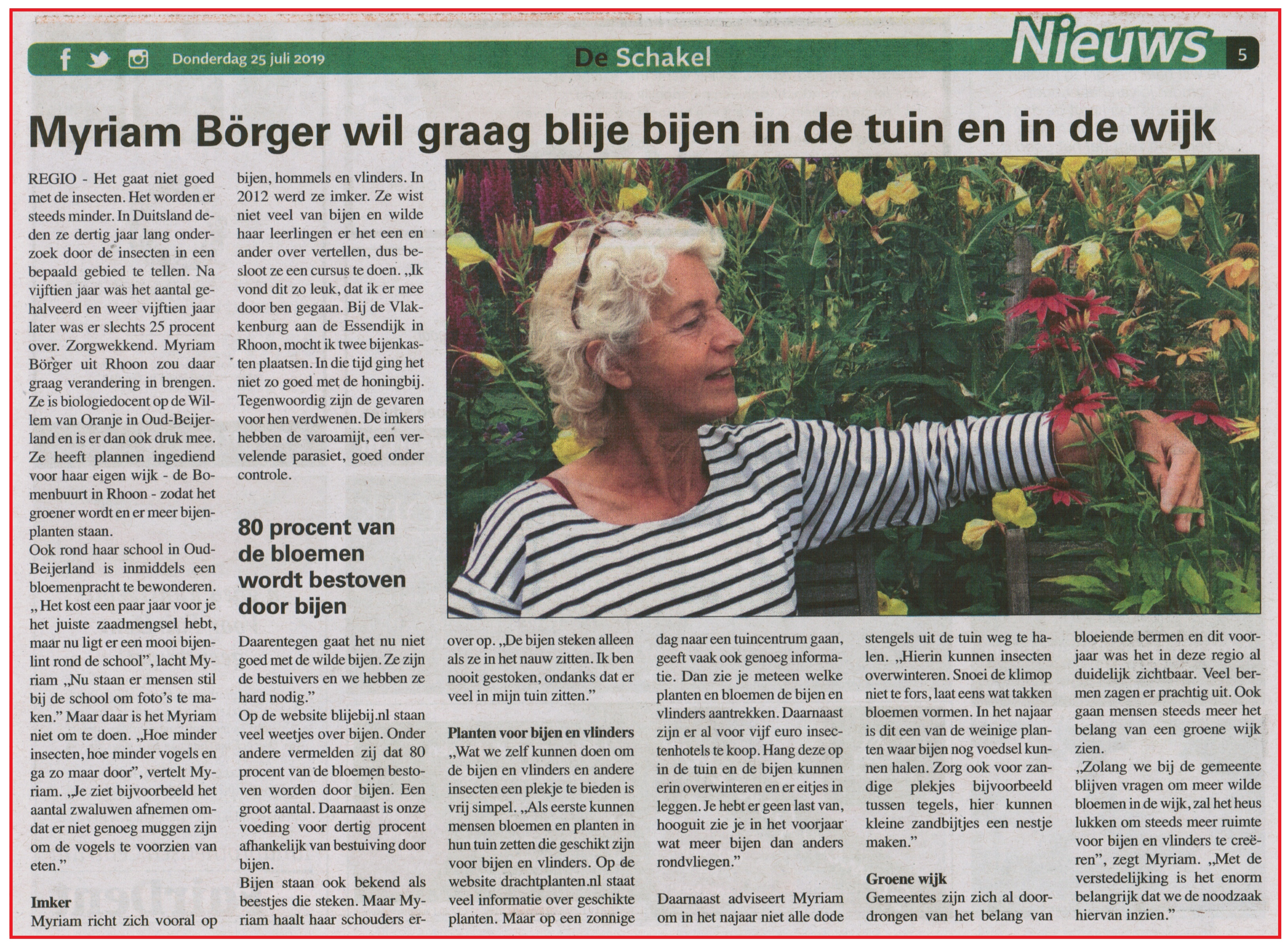 Myriam Borger wil graag blije bijen in de tuin en wijk