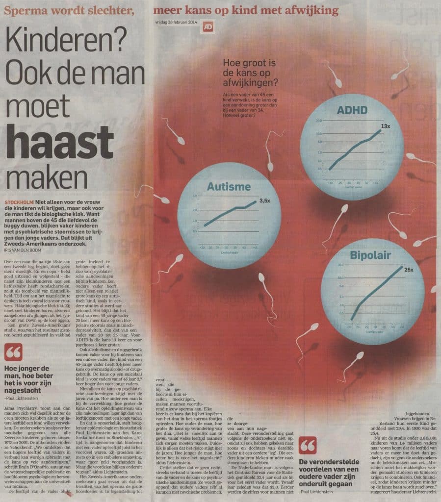 Kinderen, ook de man moet haast maken 26 Spermawordtslechter