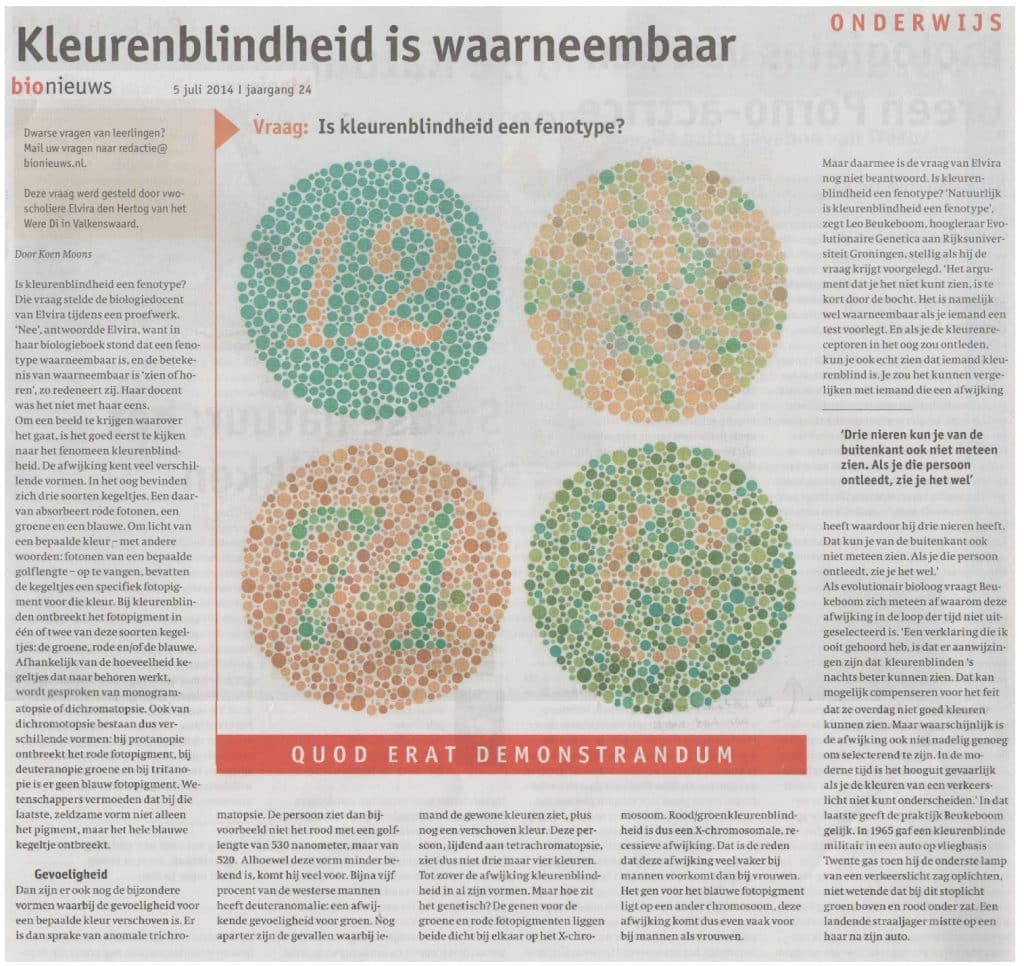 Kleurenblindheid is waarneembaar 1 Kleurenblindheidiswaarneembaar