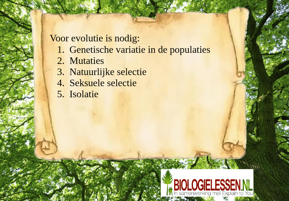 voor evolutie is nodig